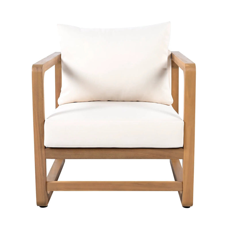Acacia Wood Outdoor Set: 2 Club Chairs + Rustic Slat Side Table by HouseOfZazla
