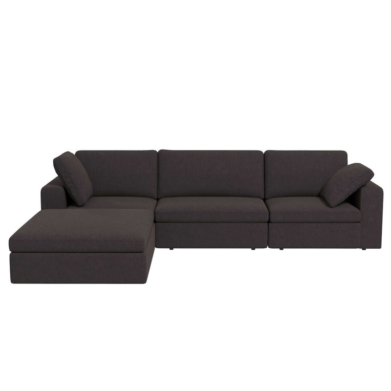 Dark Gray Modular Corner Sectional Sofa with Mid-Century Modern Design - Left Arm Facing