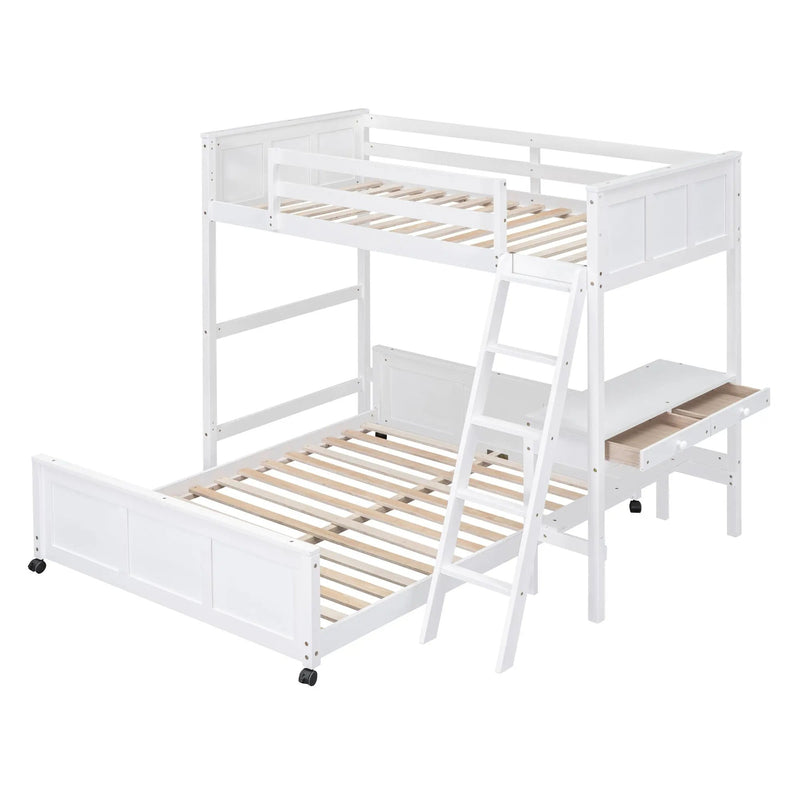 Full Over Full Bunk Bed With Desk by Unique Piece Furniture