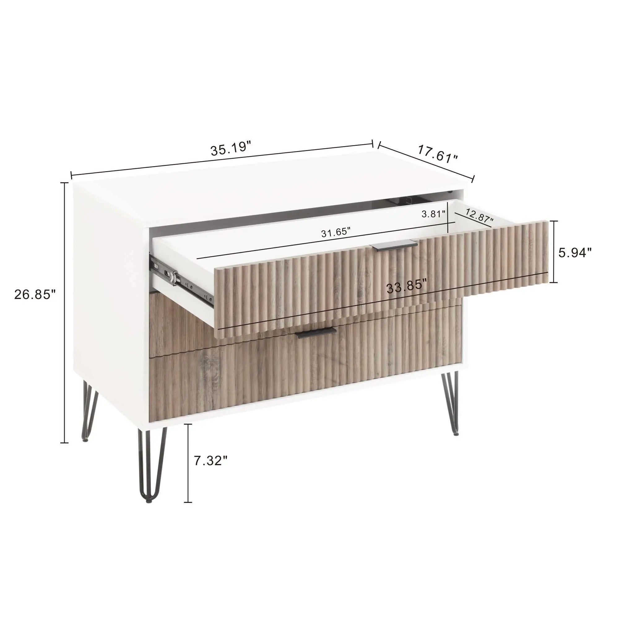 Dumbo - Fluted Dresser - Gray / White