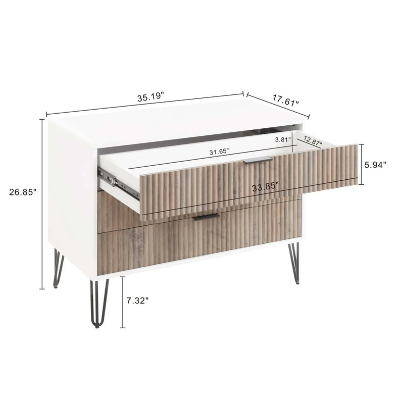Dumbo - Fluted Dresser - Gray / White