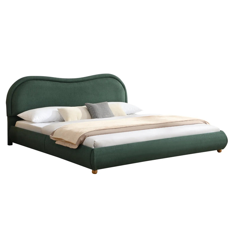 King Size Upholstered Platform Bed Frame with Rounded Corners by HouseOfZazla