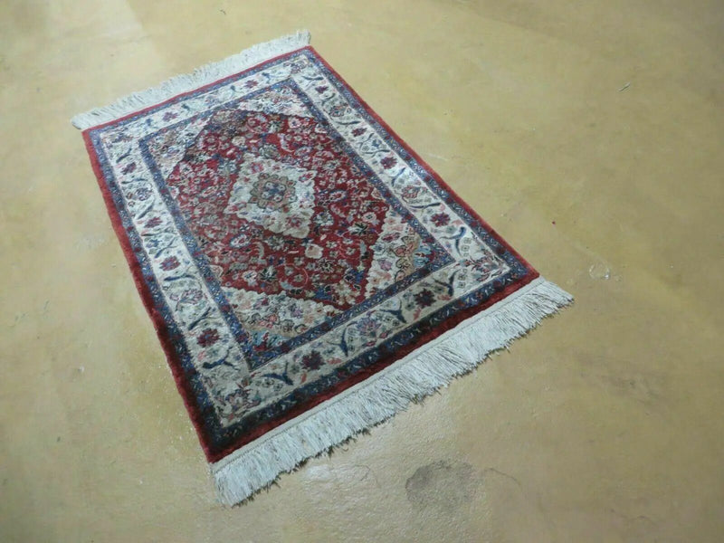 2' X 3' Handmade Chinese Floral Oriental Silk Rug Carpet Nice Red by Jewel Rugs