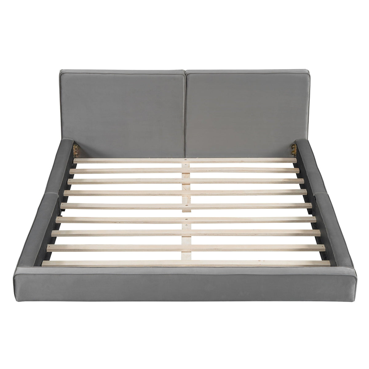 Upholstered Platform Bed, Grounded Bed With Solid Frame, photo 5 of 14