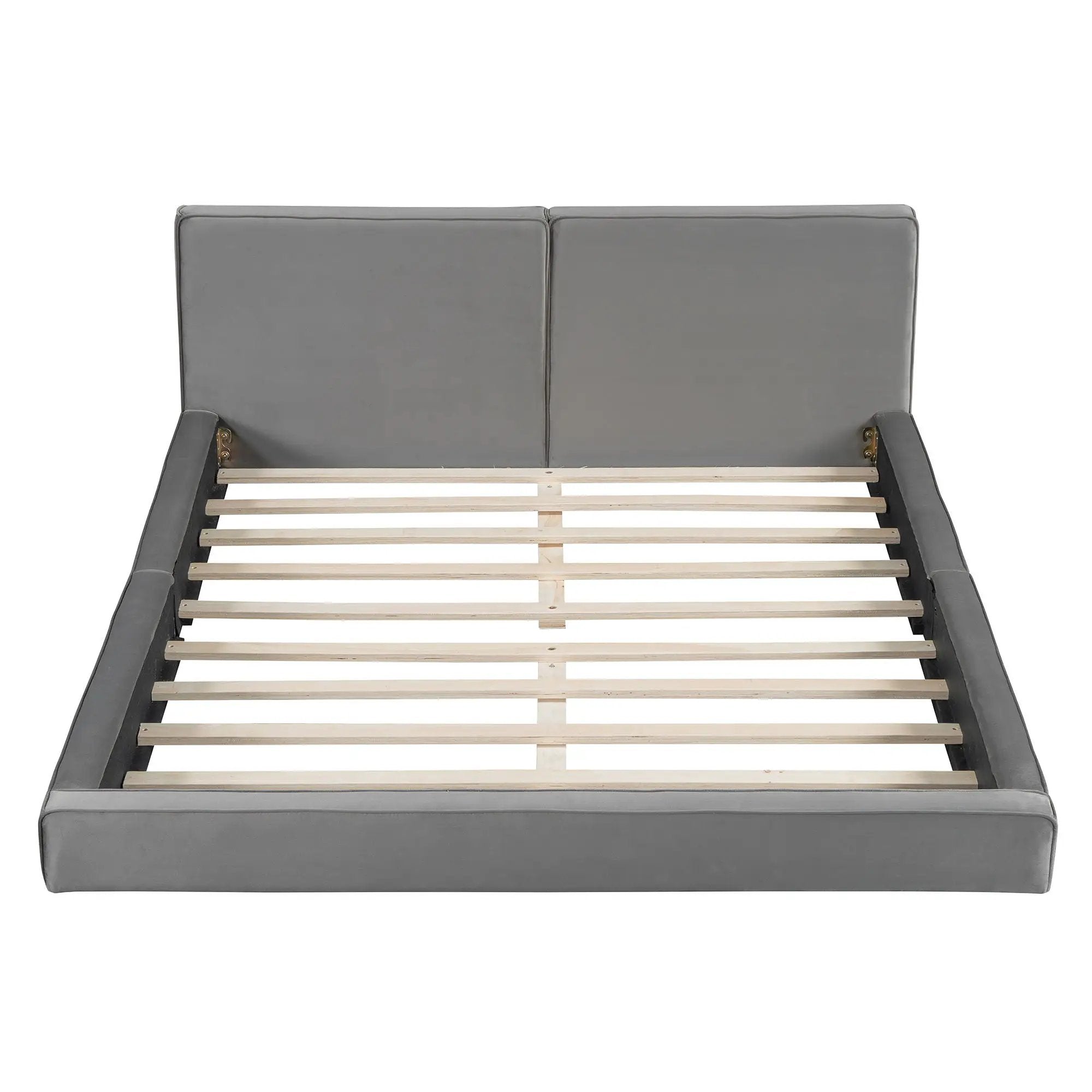 Upholstered Platform Bed, Grounded Bed With Solid Frame by HouseOfZazla