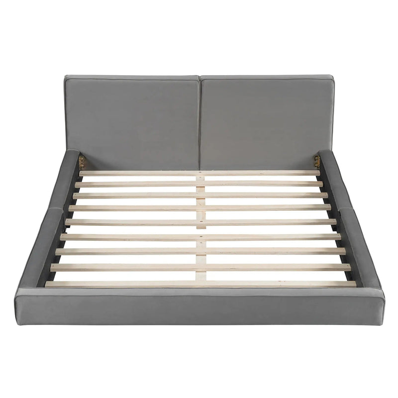 Upholstered Platform Bed, Grounded Bed With Solid Frame by HouseOfZazla