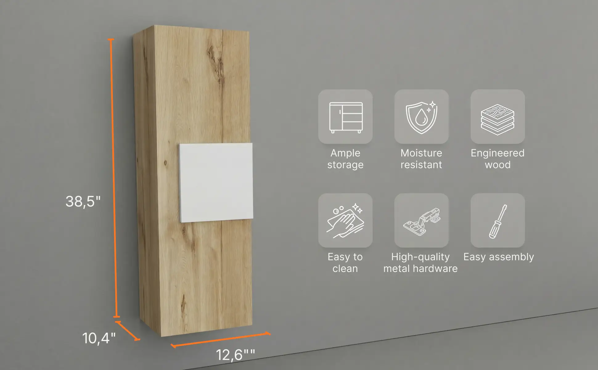 Medicine 38"H Single Door Cabinet, Three Shelves, Light by HouseOfZazla