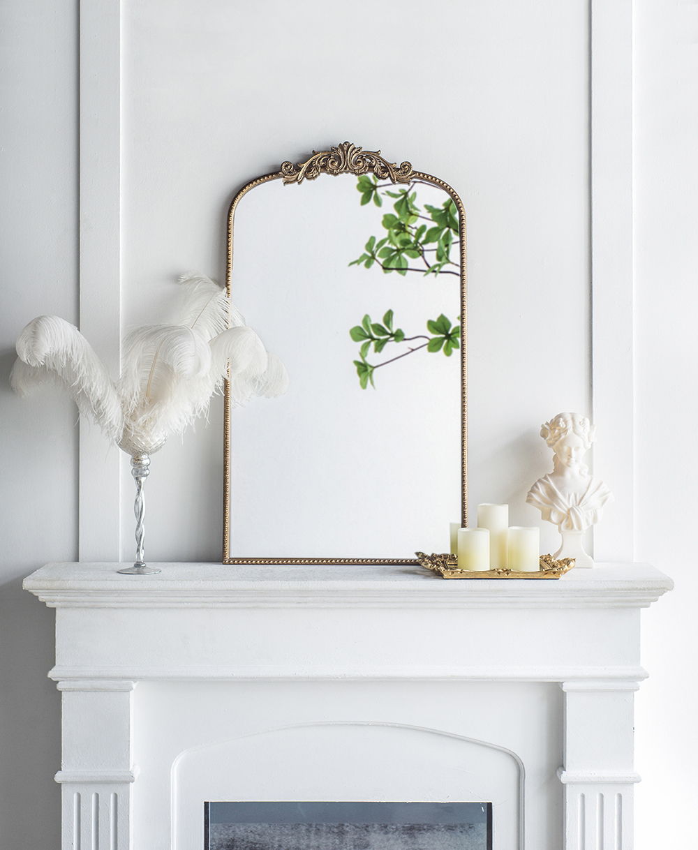 Baroque Inspired Arch Wall Mirror with Ornate Design - Gold or Black, photo 15 of 40