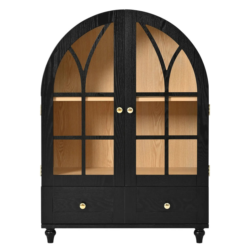 Arched Display Cabinet with Tempered Glass Doors by HouseOfZazla
