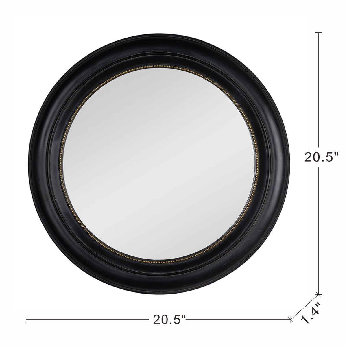 Round Wall Mirror with Black Frame - 20.5 Inch, photo 3 of 5