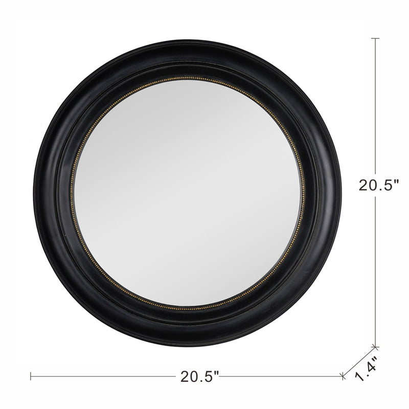 Round Wall Mirror with Black Frame - 20.5 Inch, photo 3 of 5