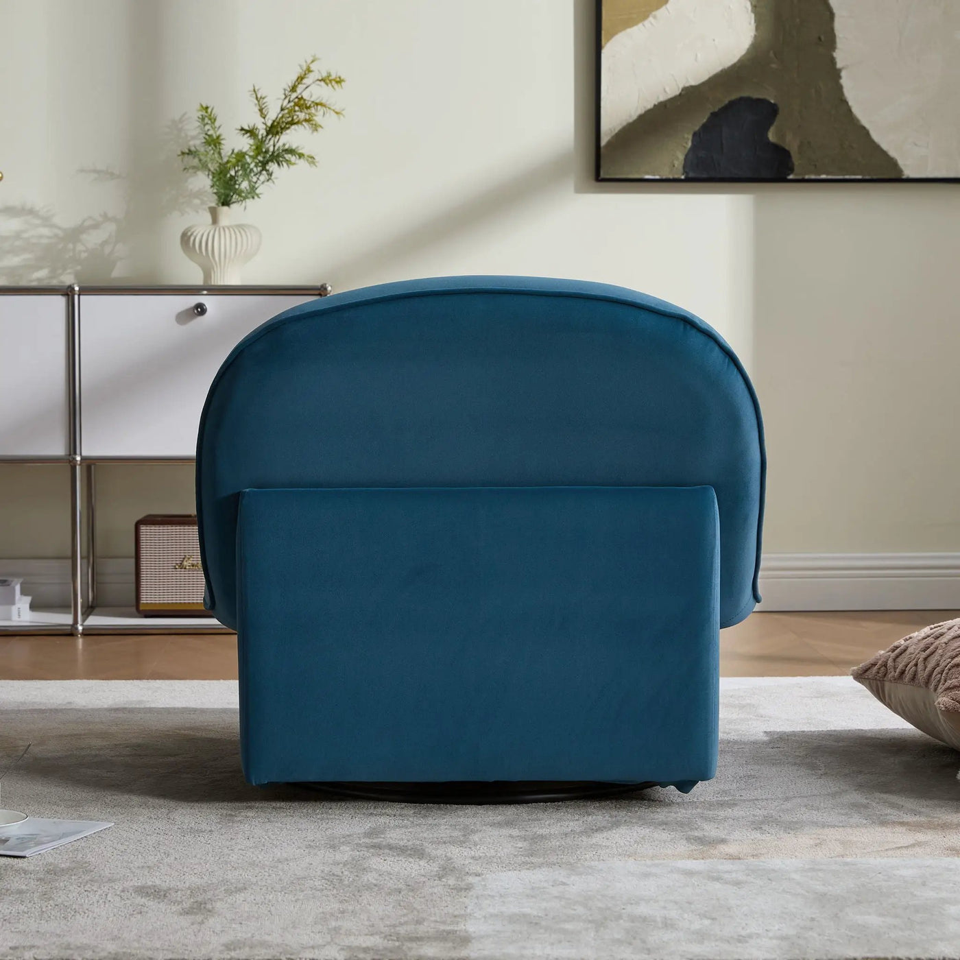 Pumpkin Shaped Swivel Accent Chair, 360 Degree Rotation For Living Room by Unique Piece Furniture