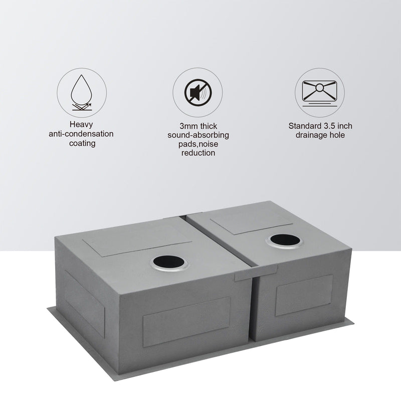 Modern Double Bowl Undermount Sink Design With 10" Deep Basins by HouseOfZazla