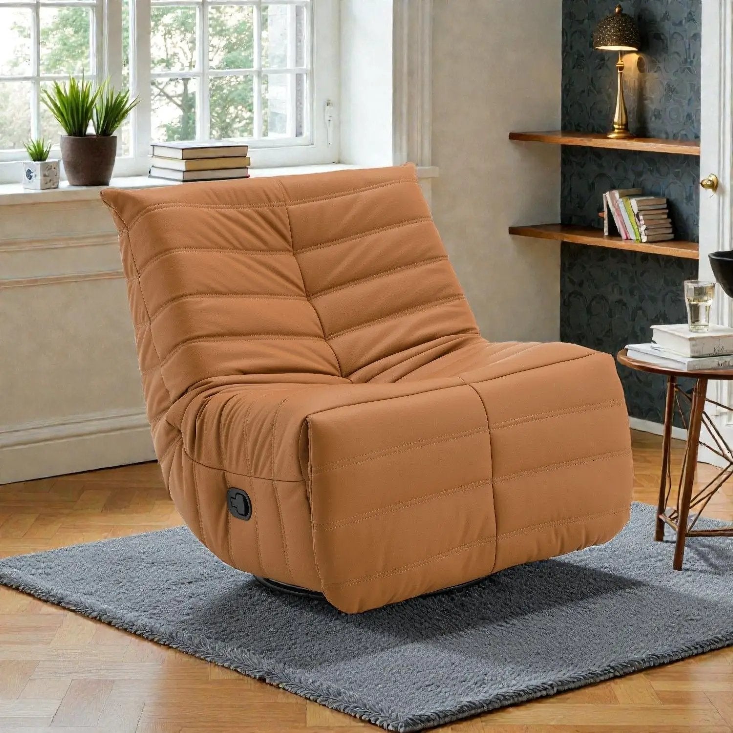 Glider Recliner With Swivel - Orange by HouseOfZazla