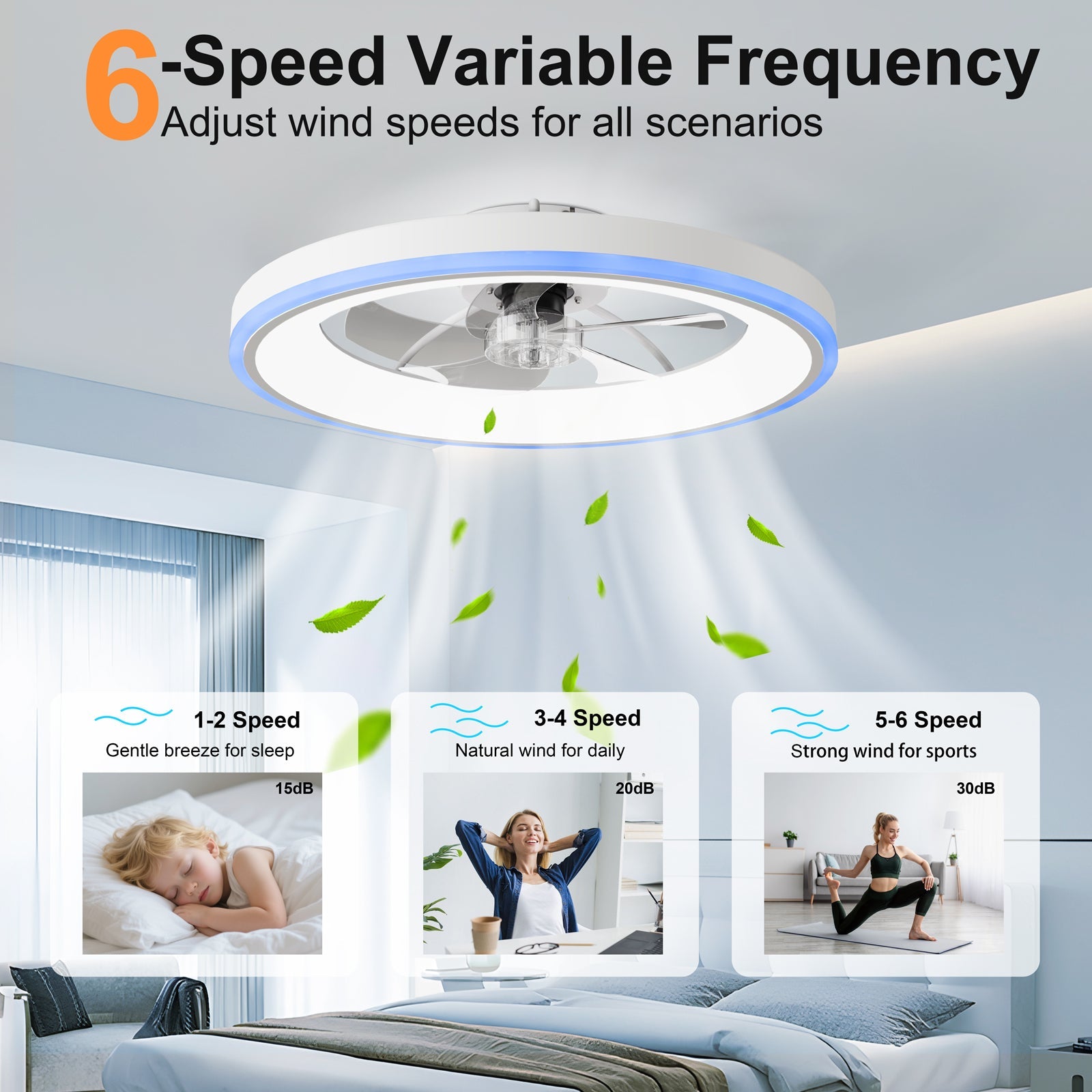 23.6" Modern RGB Ceiling Fan with Lights by HouseOfZazla