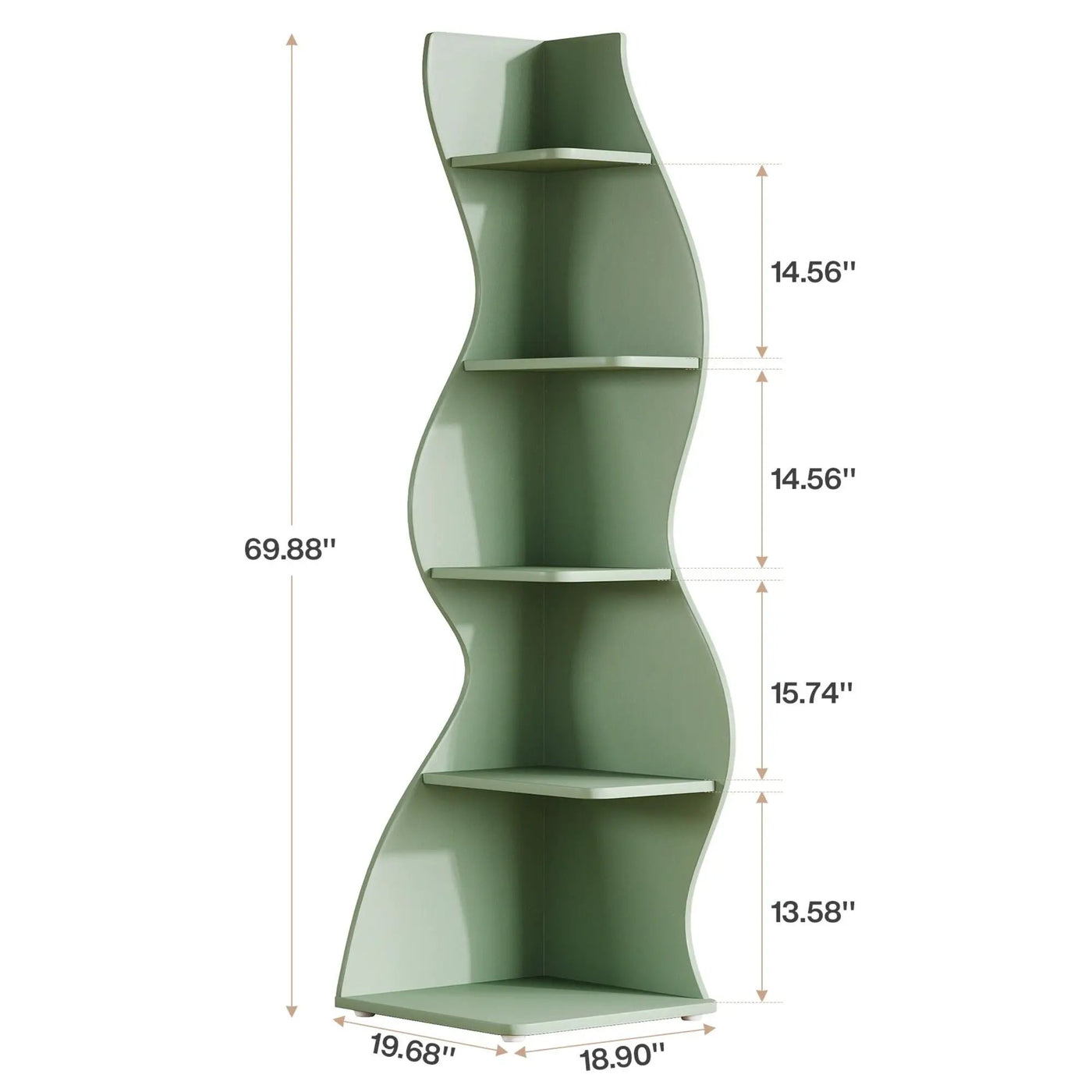 5 Tier Wavy Corner Bookshelf And Plant Stand For Living Room by HouseOfZazla