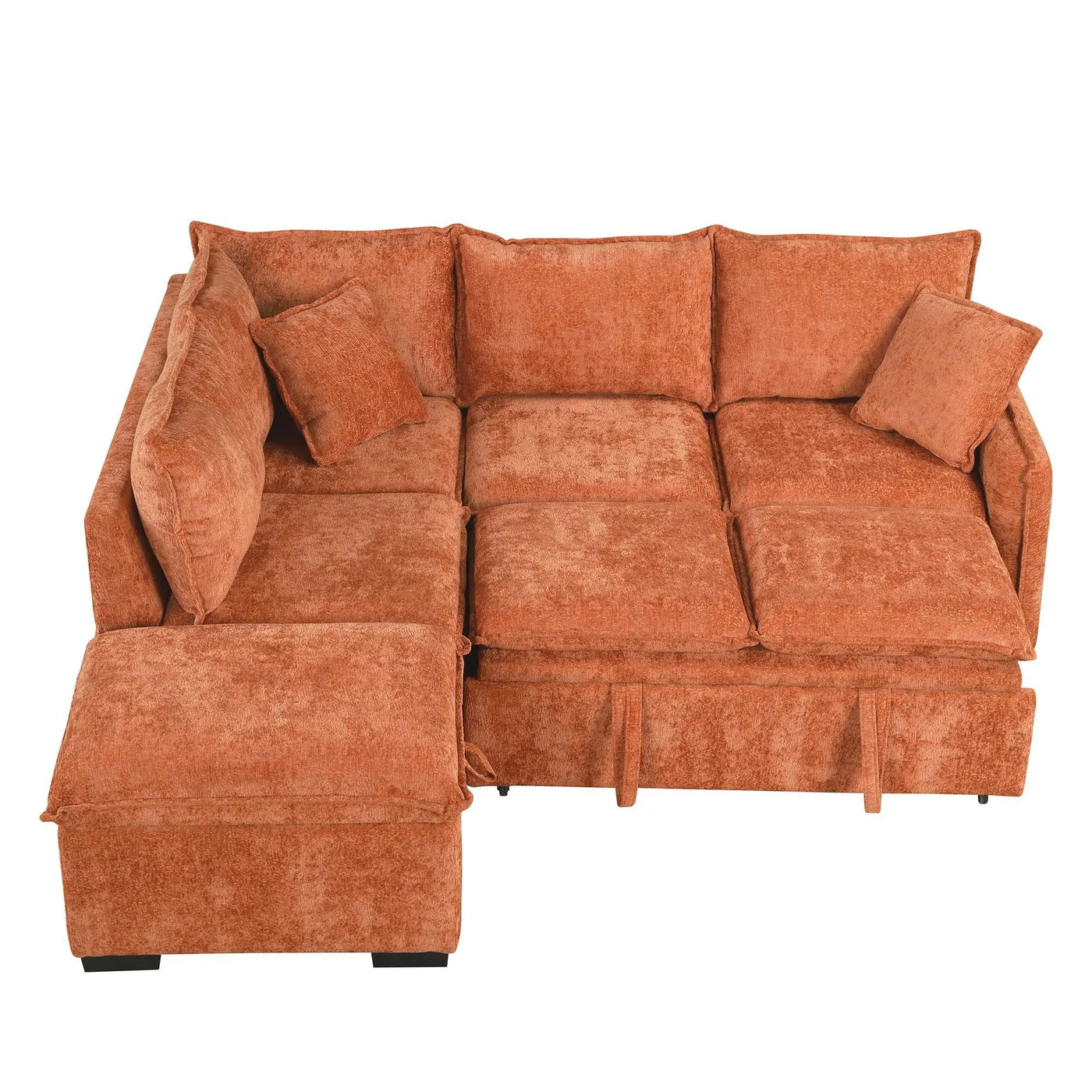 Convertible Sofa Bed Sectional Sofa Sleeper L-Shaped Sofa With A Storage Ottoman, Two Pillows, Two Power Sockets And Two USB Ports For Living Room by HouseOfZazla