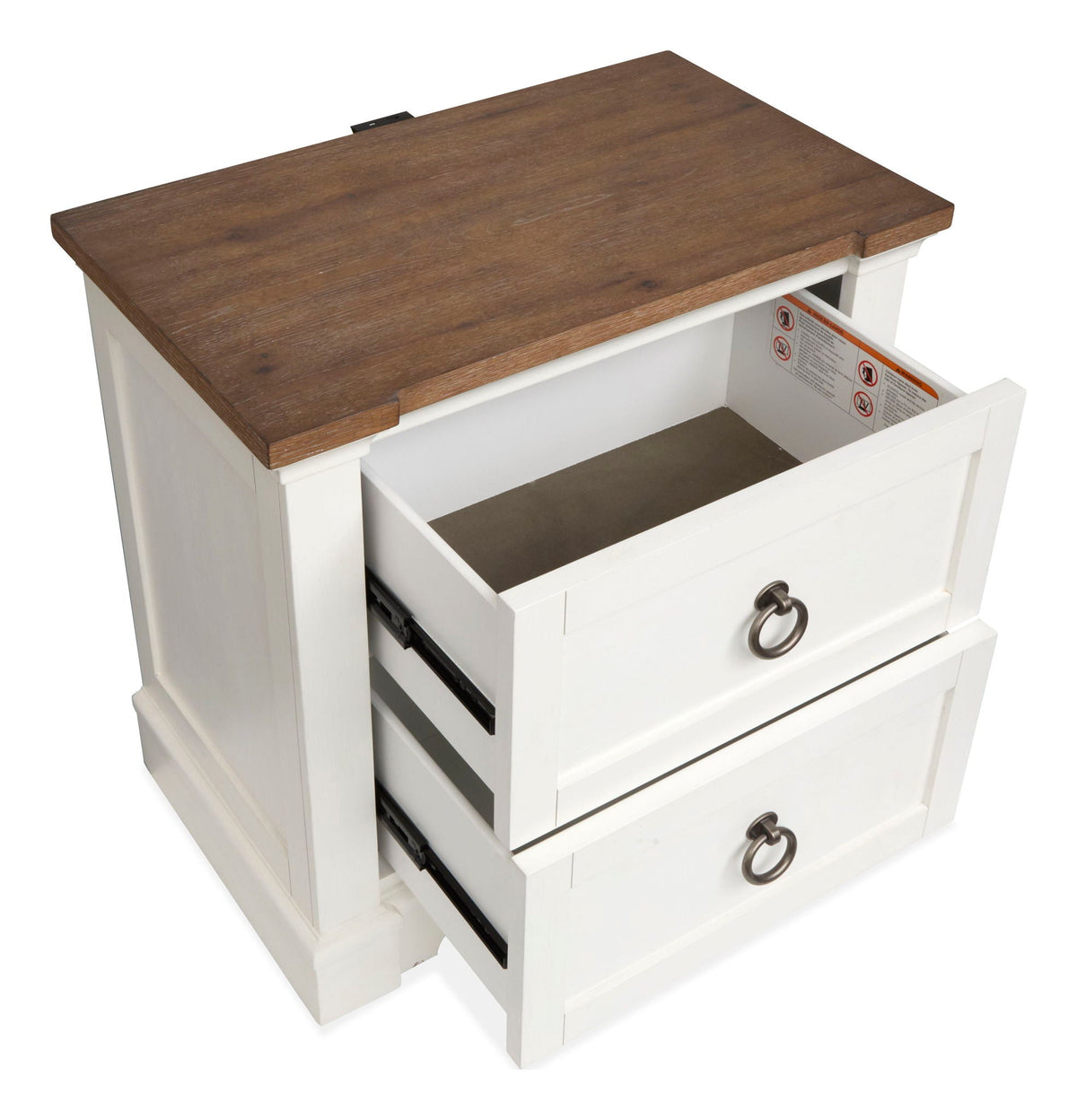 Kingston - Drawer Nightstand - Whisper White And Cerused Nutmeg, photo 2 of 7