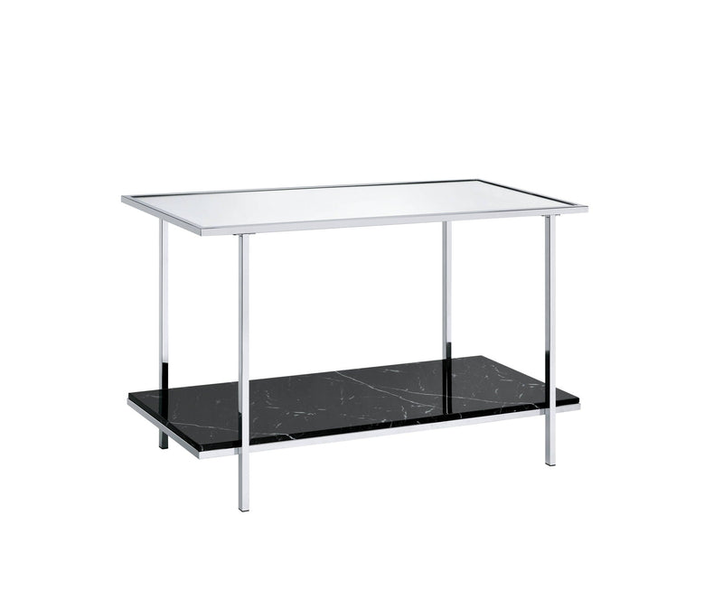Mirrored Faux Marble Console Table with Metal Frame - Multi, photo 2 of 4