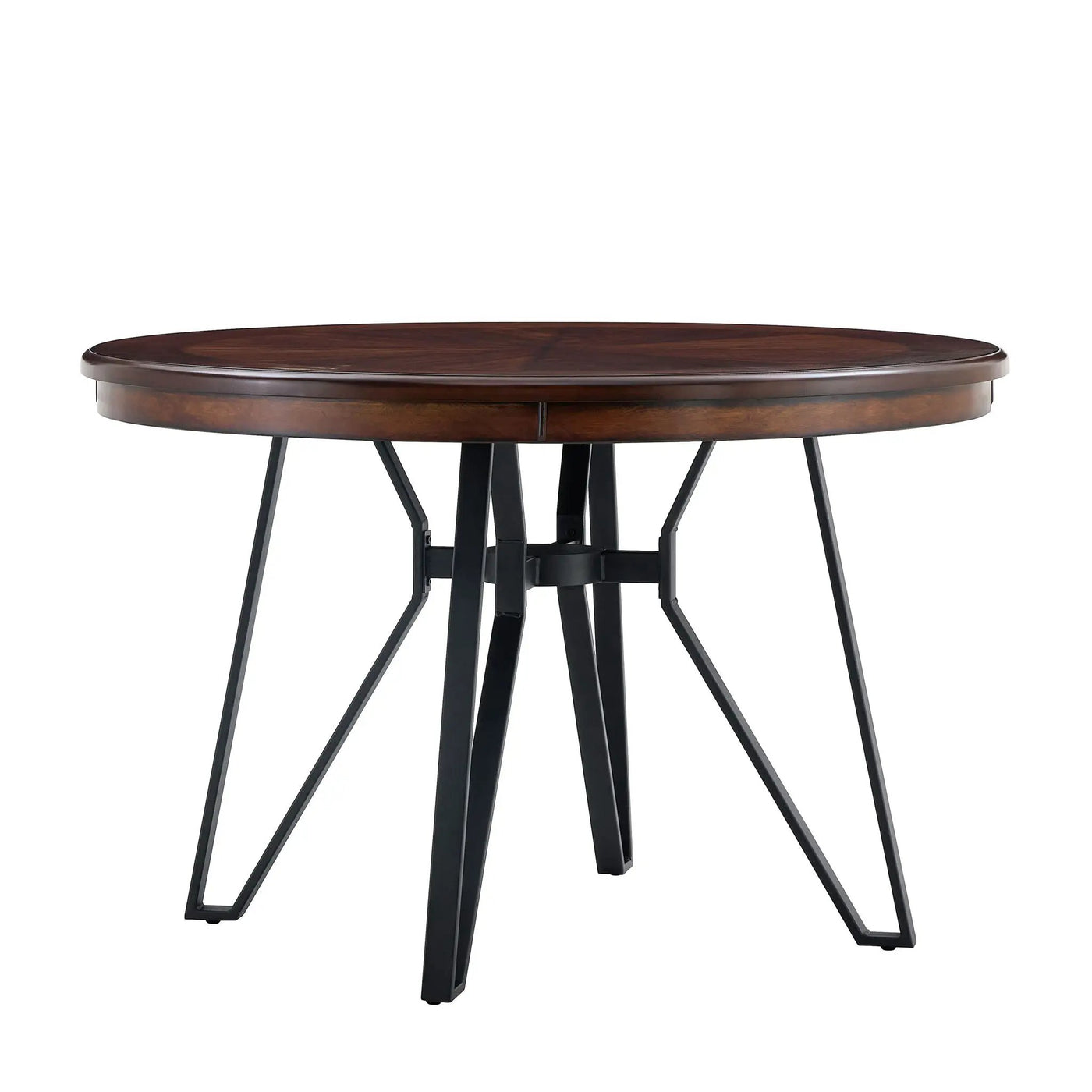 Mid Century Modern Round Dining Table with Metal Legs and Open Shelf by HouseOfZazla