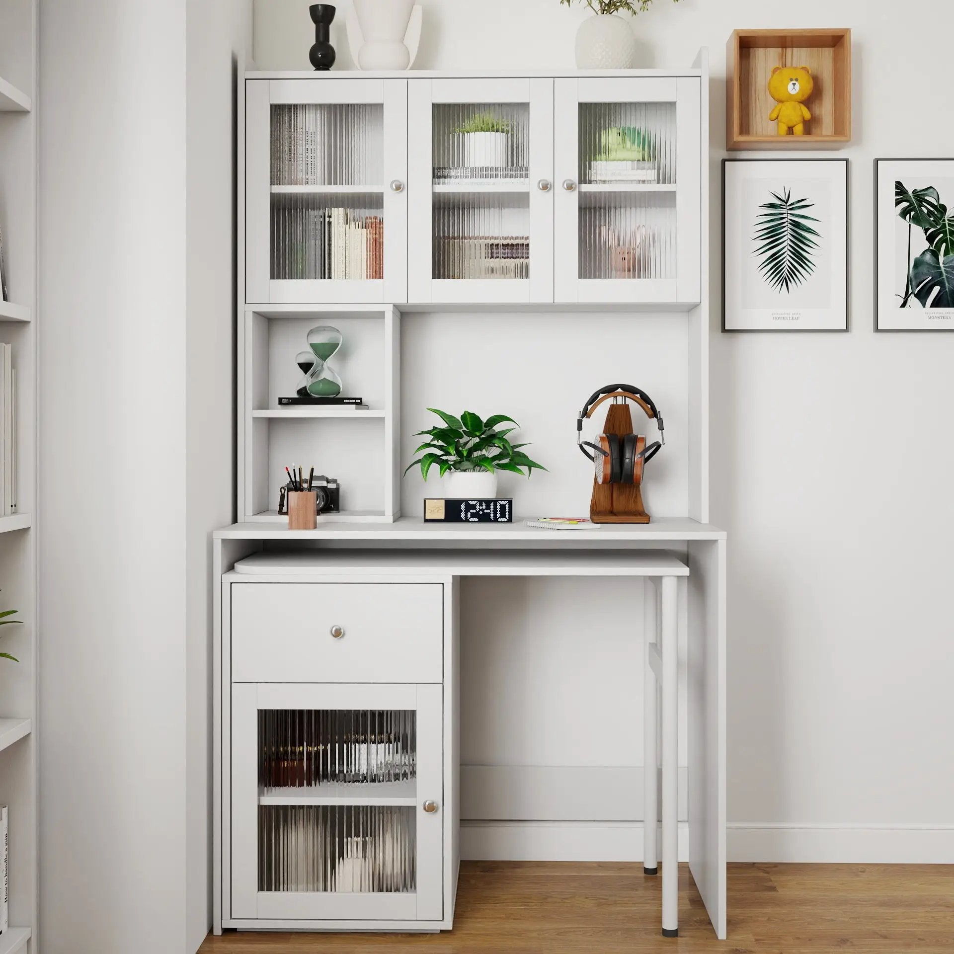 Computer Desk with Glass Door for Home Office or Study by HouseOfZazla