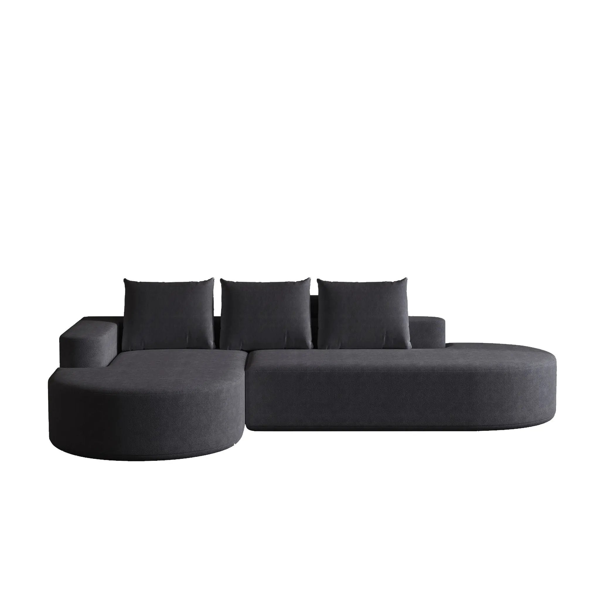 Modern Curved Sofa, L-Shaped Modular Sectional Set With 3 Pillows