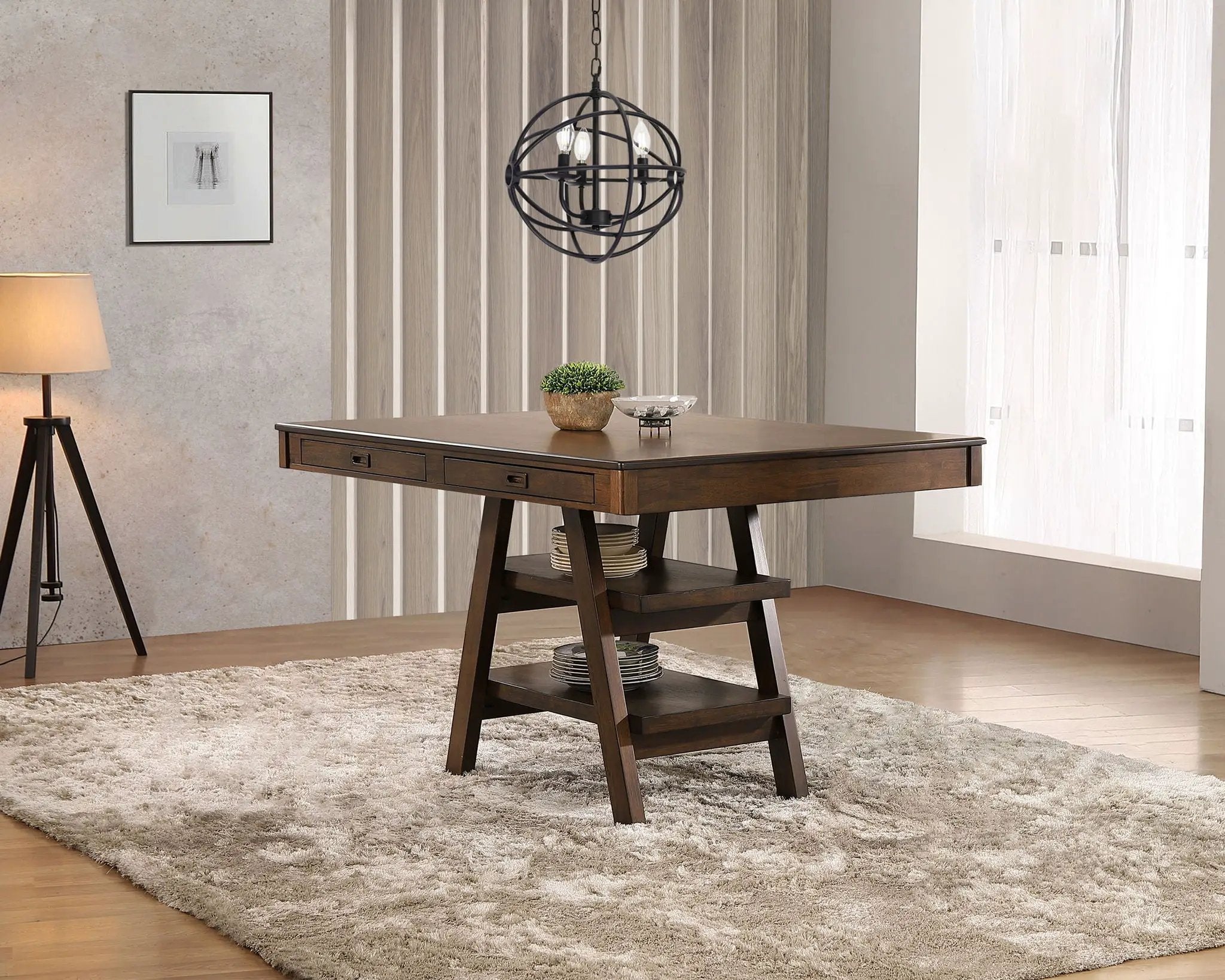 Dewey Rectangular 60-inch Counter Height Dining Table Walnut by Unique Piece Furniture