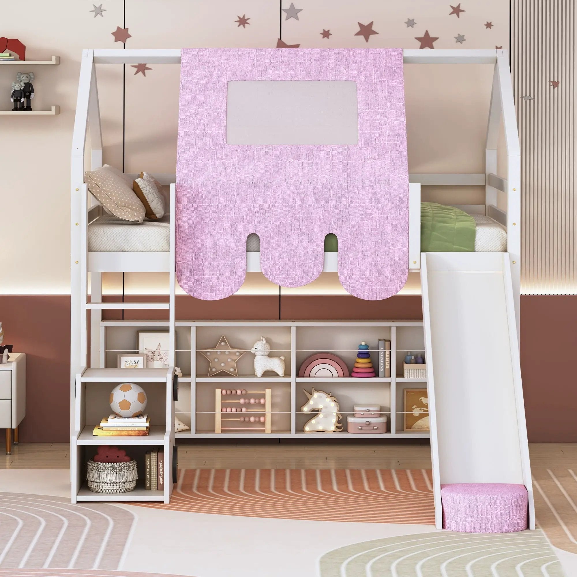Loft Bed With House Shaped Frame And Tent by HouseOfZazla