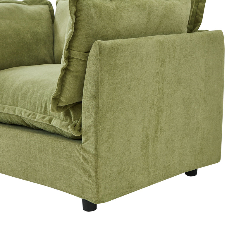 Modern Cozy Upholstered Armchair Sofa With Movable Ottoman