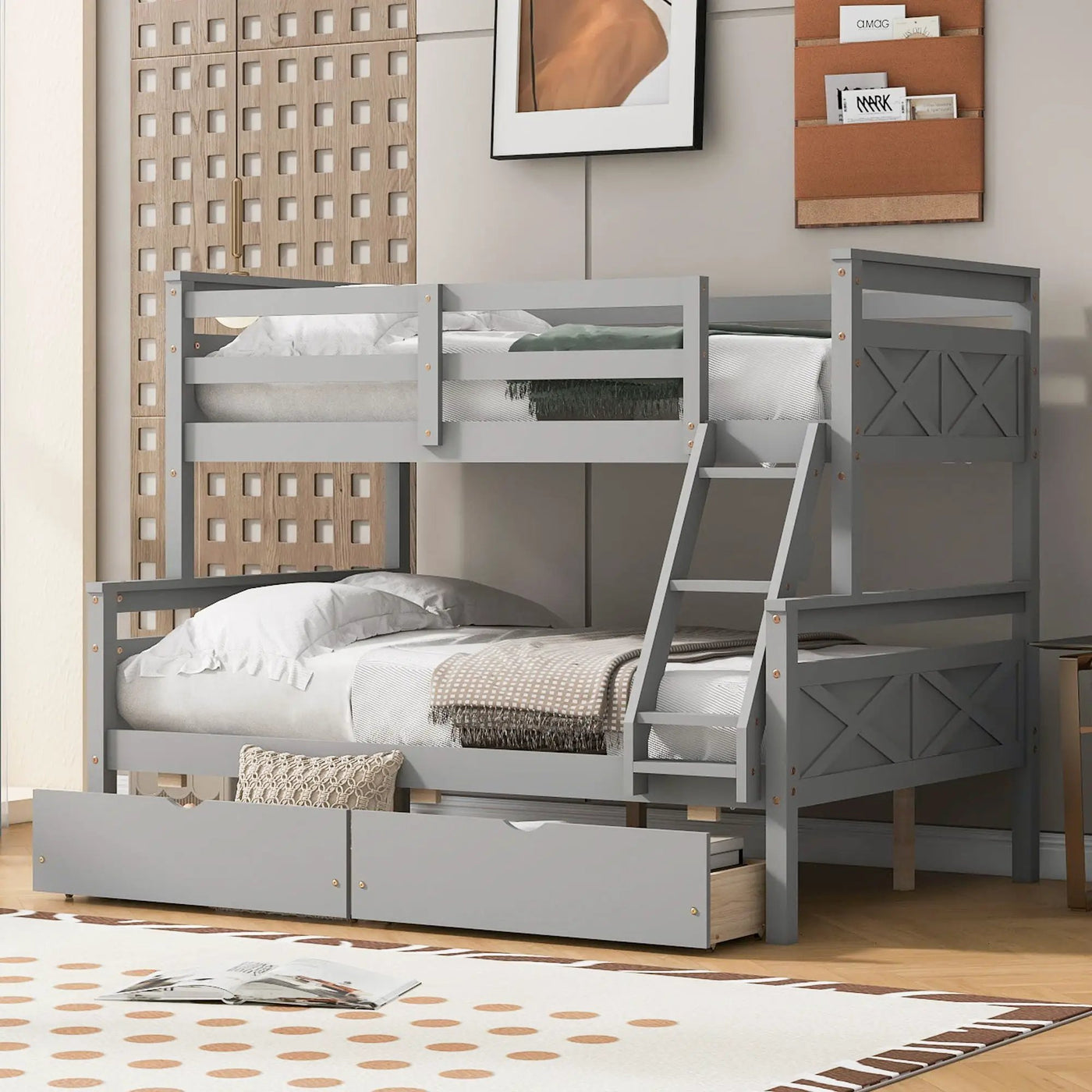 Bunk Bed With Ladder And Safety Guardrail by HouseOfZazla