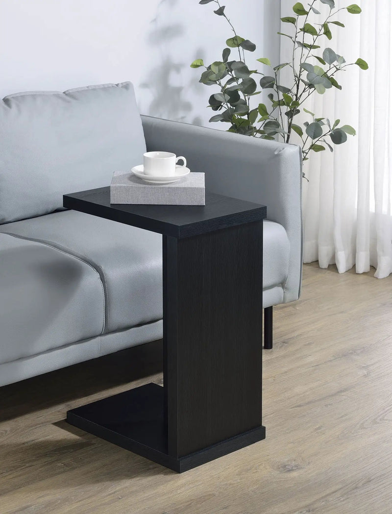 Clower Engineered Wood C-Shaped Sofa Side Table Black by Unique Piece Furniture