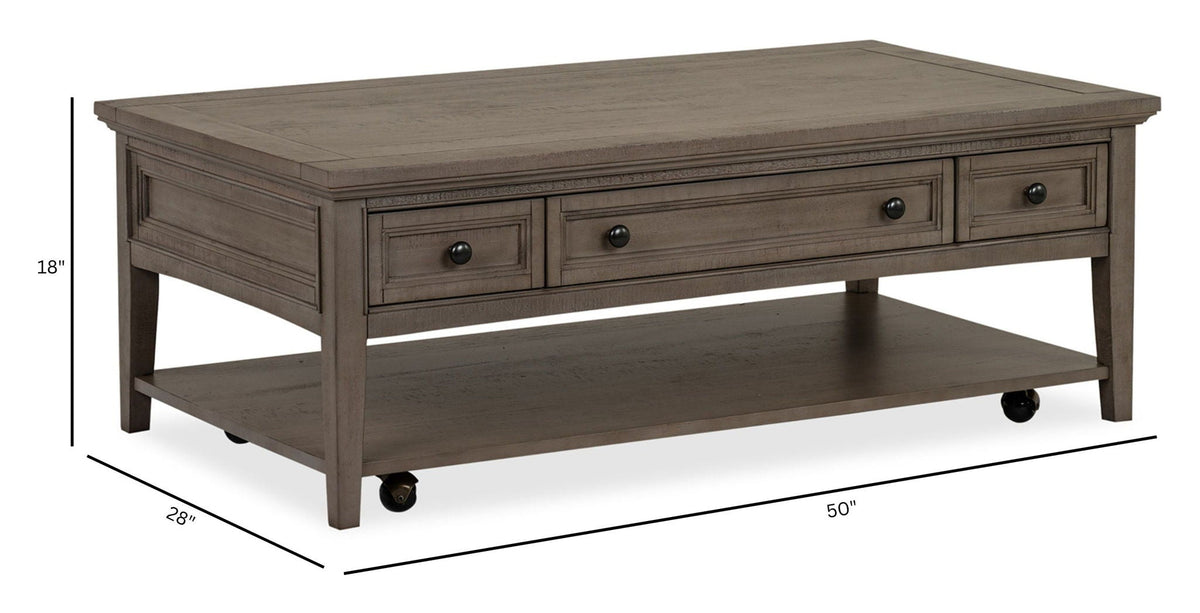 Paxton Place - Rectangular Cocktail Table With Casters - Dovetail Gray, photo 2 of 7