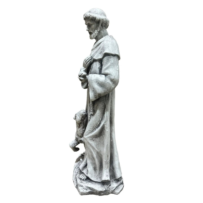 Magnesium Oxide Saint Statue With Lamb Weatherproof Religious Sculpture by HouseOfZazla