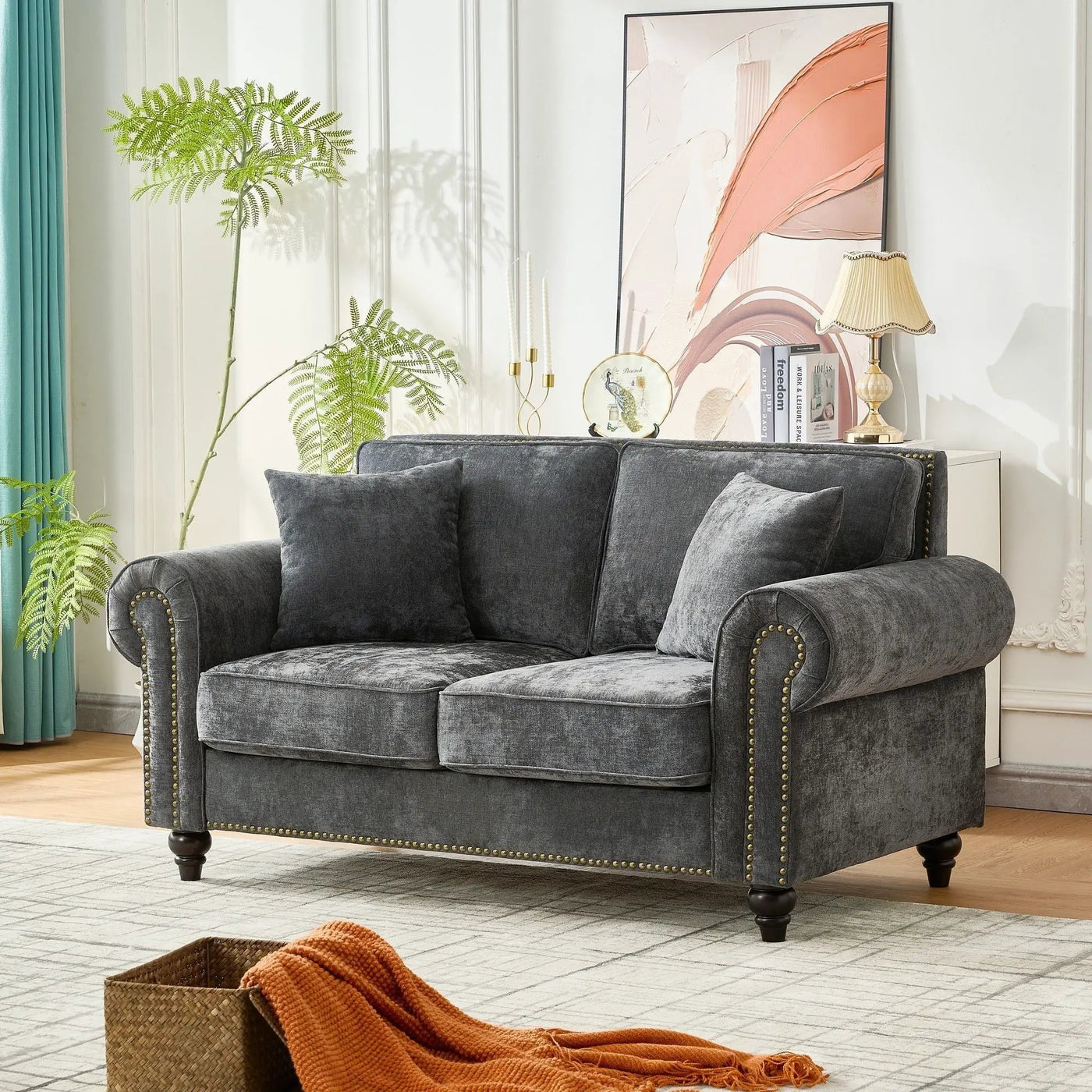 2 Seater Sofa With Rolled Arms, Tufted Upholstered Couch by HouseOfZazla