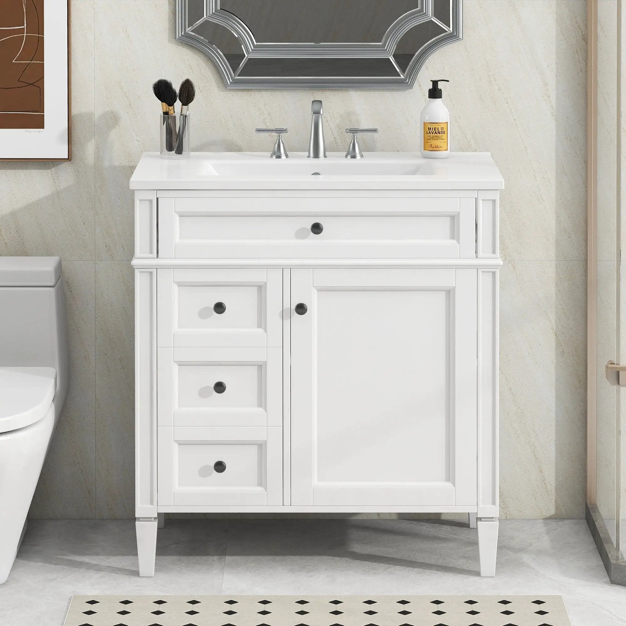 Bathroom Vanity With Top Sink, Storage Cabinet With 2 Drawers, Tip Out Drawer by HouseOfZazla