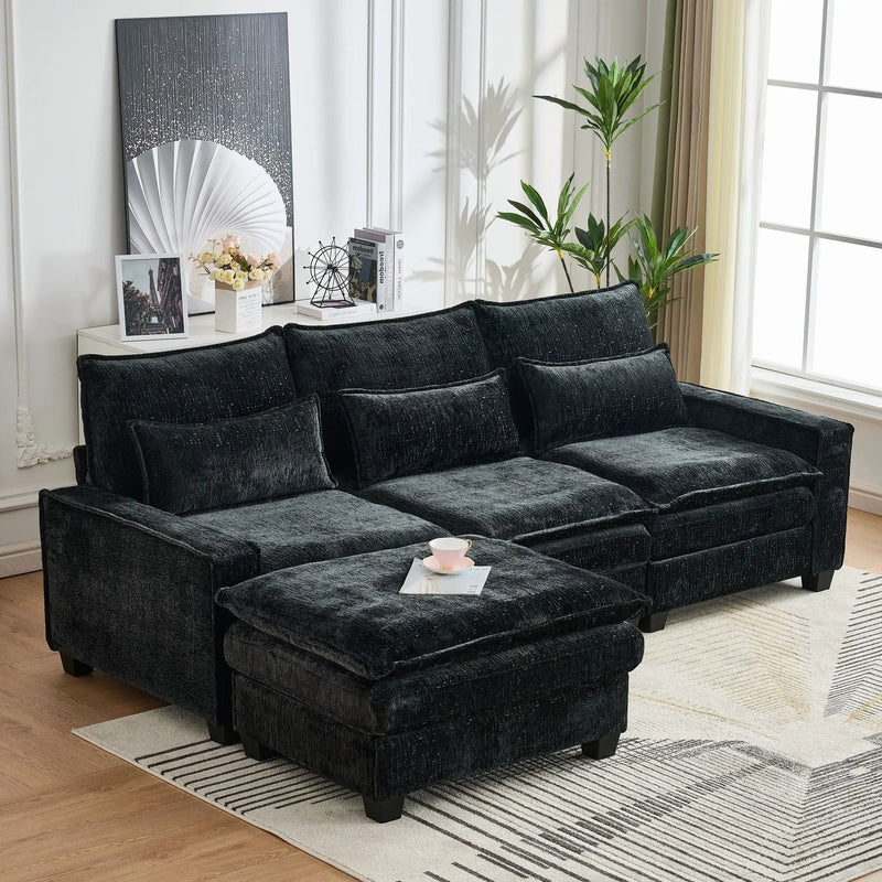 Modern Comfy L Shaped Sectional Sofa With Movable Ottoman by Unique Piece Furniture