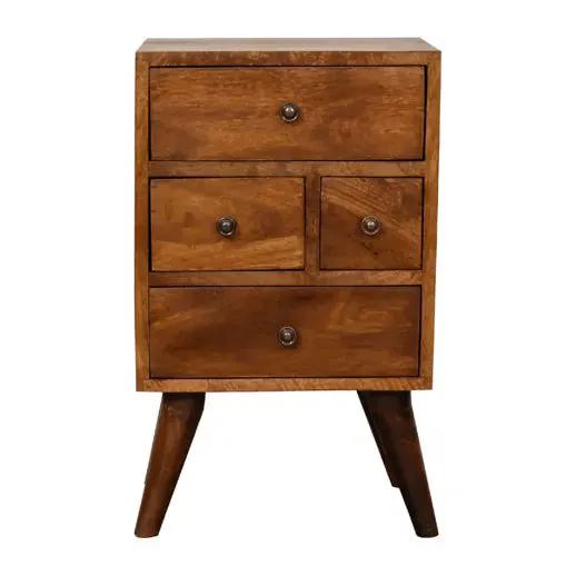 4 Drawer Multi Bedside Table - Chestnut by HouseOfZazla