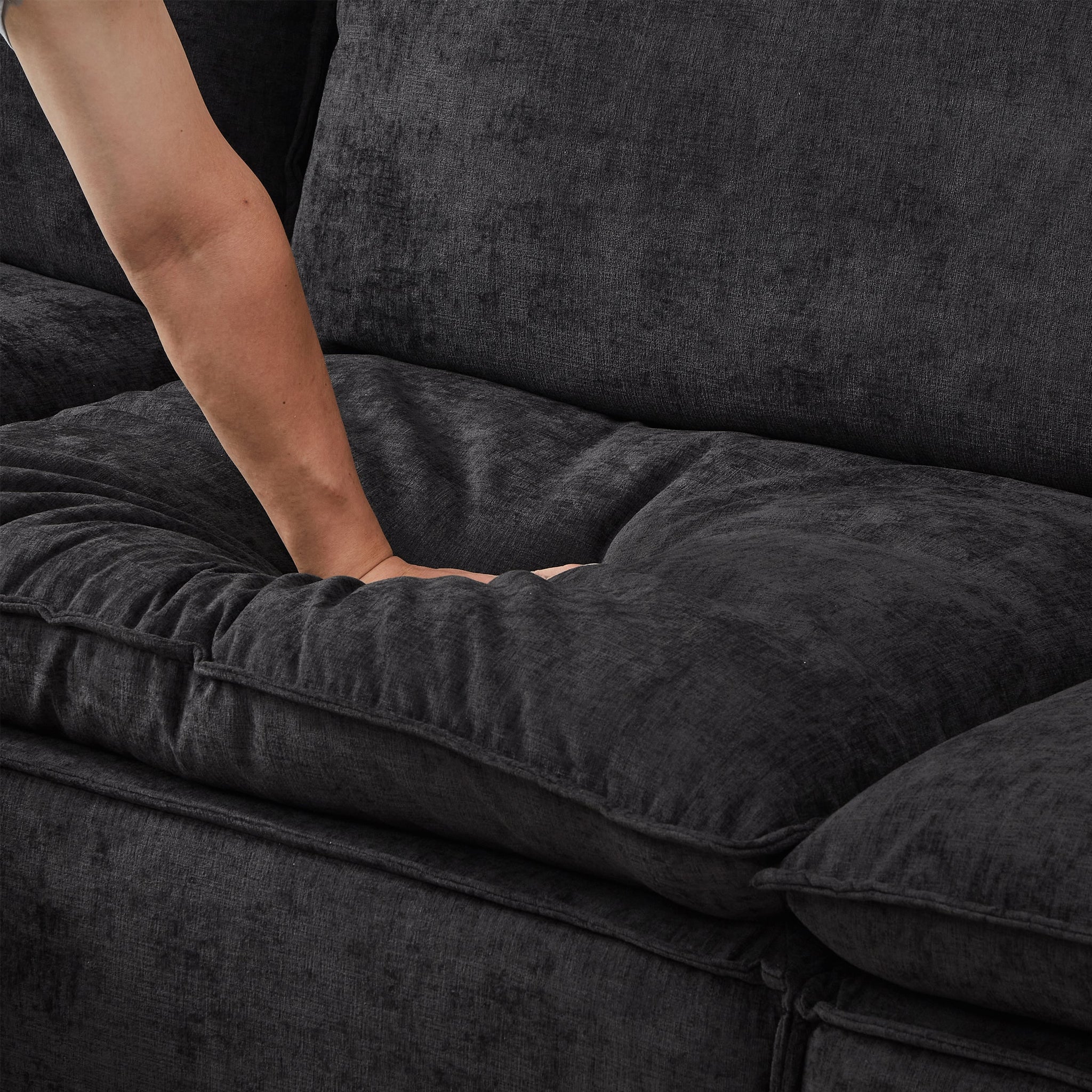 108.5" Modular Sectional L Shape Sofa with Movable Ottoman by HouseOfZazla