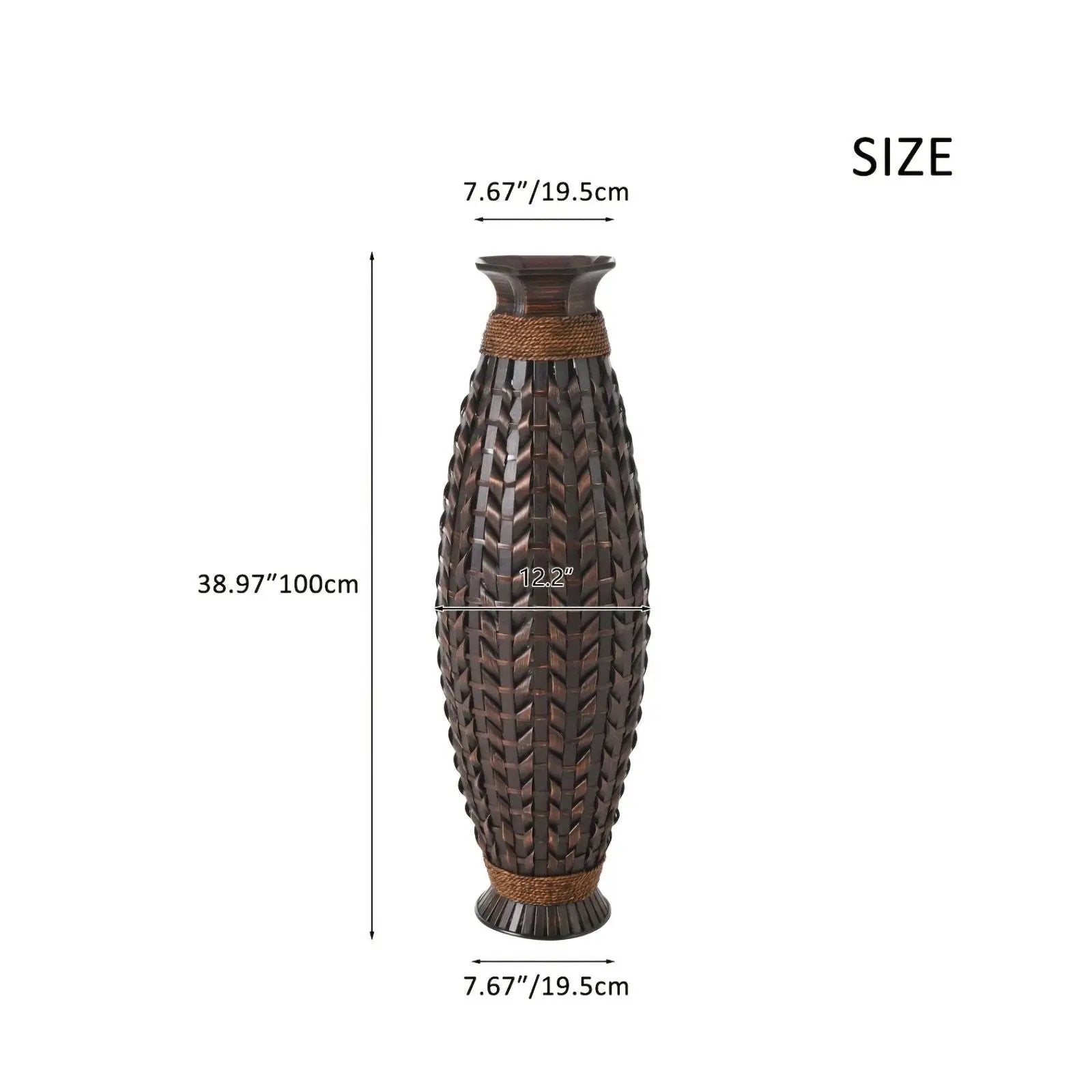 Hand Woven Bamboo Floor Vase, Decorative Accent For Living Room - Acacia Wood by Unique Piece Furniture