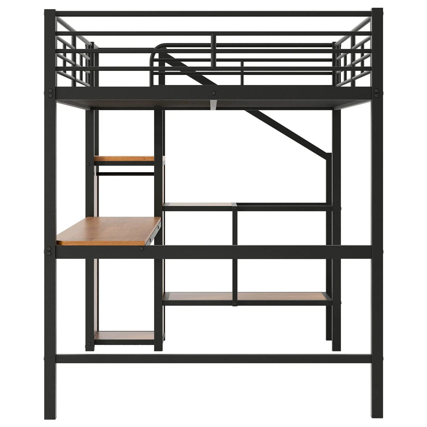 Loft Bed With Desk, Storage Staircase, Small Wardrobe And LED Light by HouseOfZazla