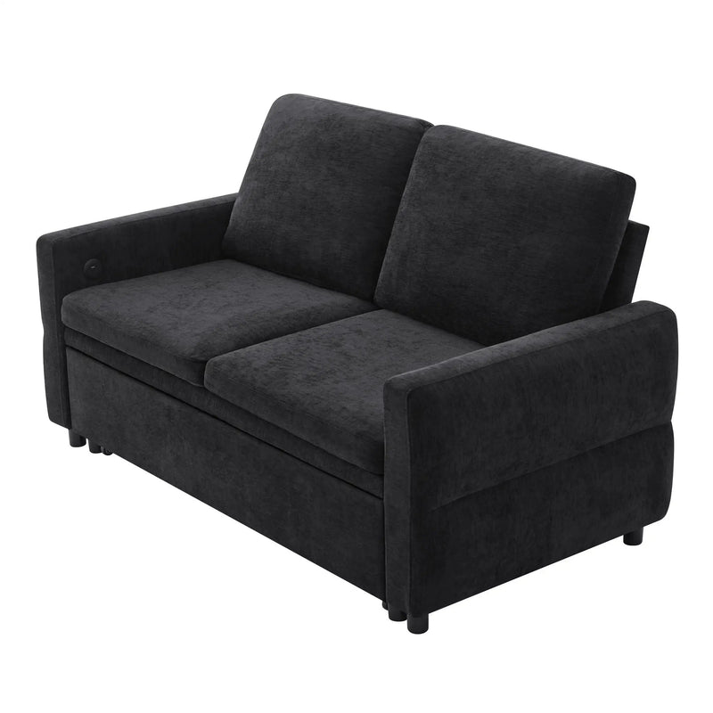 Convertible Sofa Bed Loveseat With Adjustable Backrest And USB Ports by HouseOfZazla