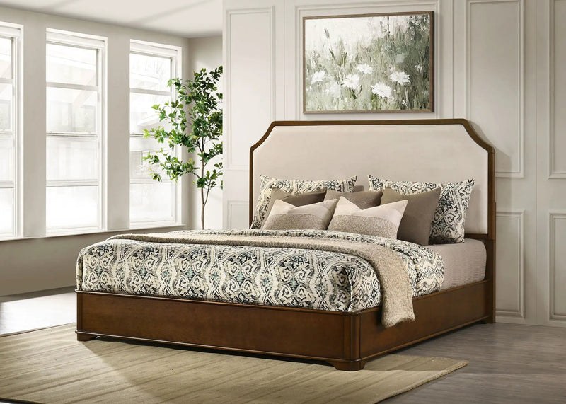 Garland 58-inch Eastern King Panel Bed Cream Brown Cherry by Unique Piece Furniture