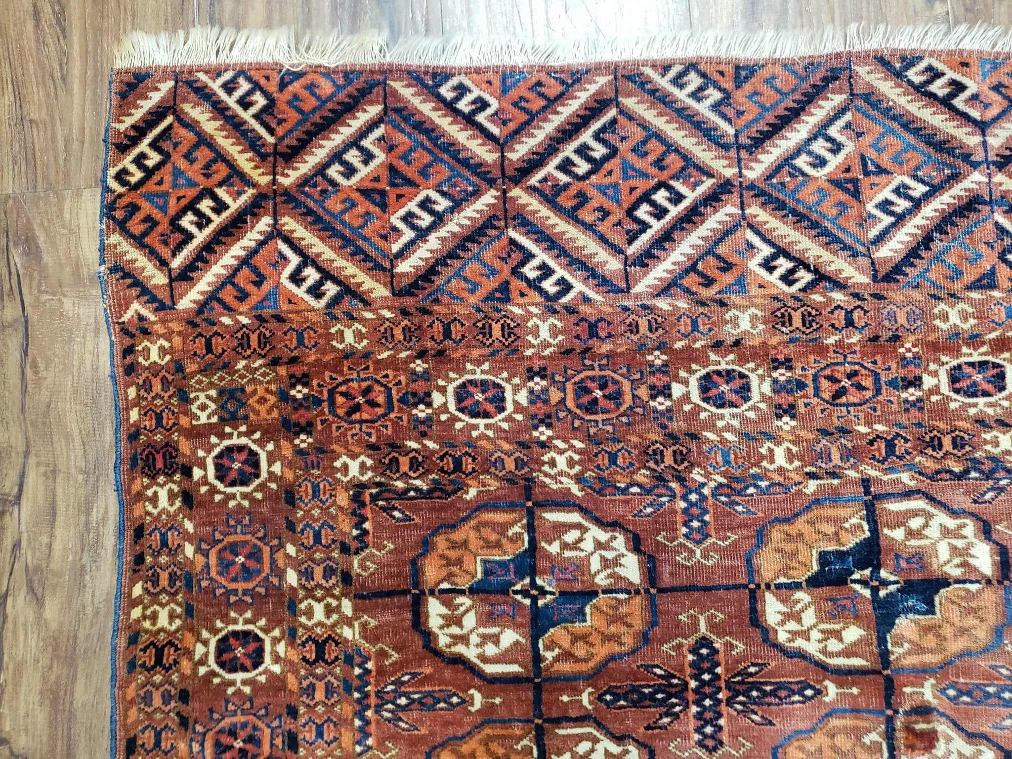 4x7 Antique Yamud Rug Russian Rug Turkoman Rug Fine Weave Rug by Jewel Rugs