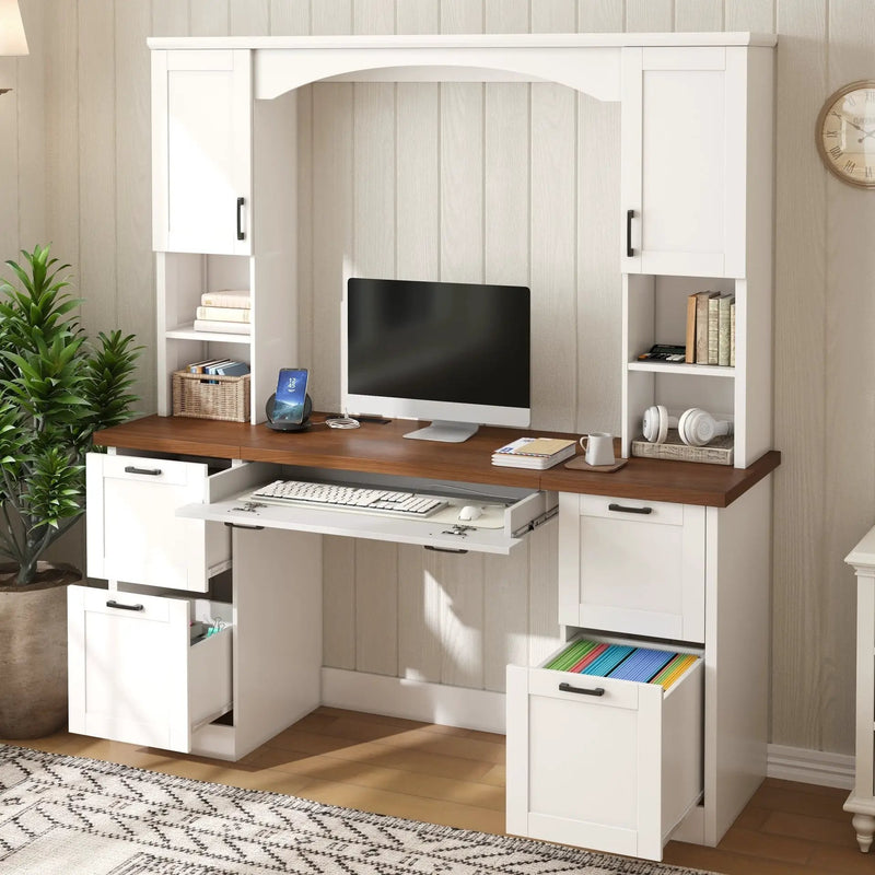 ON-Trend Farmhouse Arched Computer Desk with Hutch by HouseOfZazla