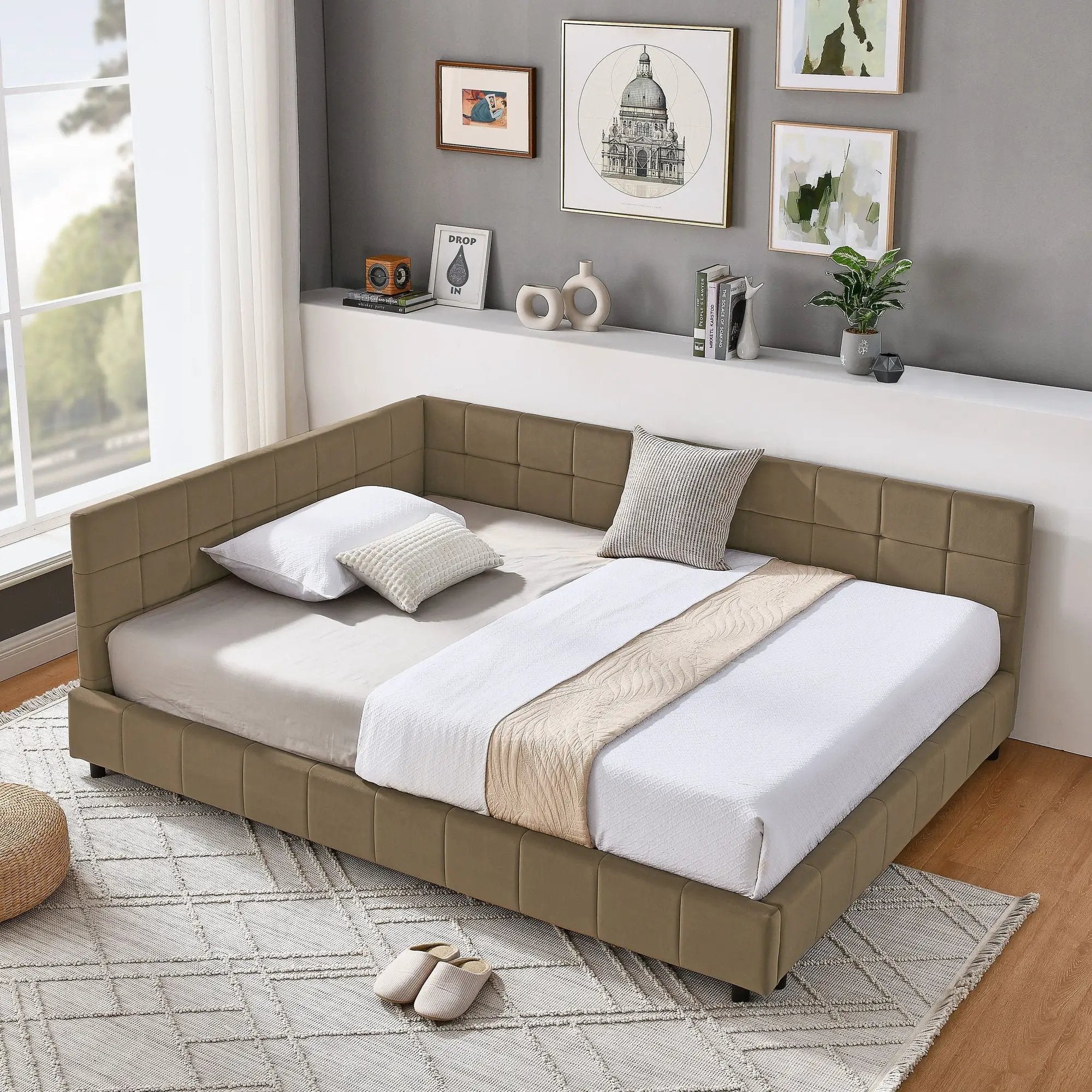 Upholstered Bed Frame With Tufted Backrest And Armrests by Unique Piece Furniture