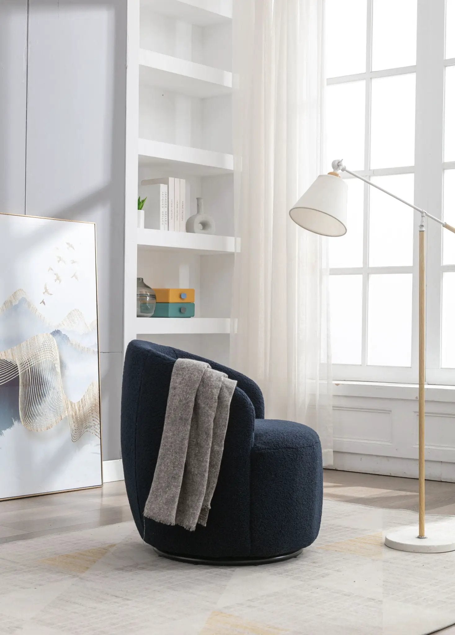 Teddy Fabric Swivel Accent Armchair Barrel Chair by HouseOfZazla