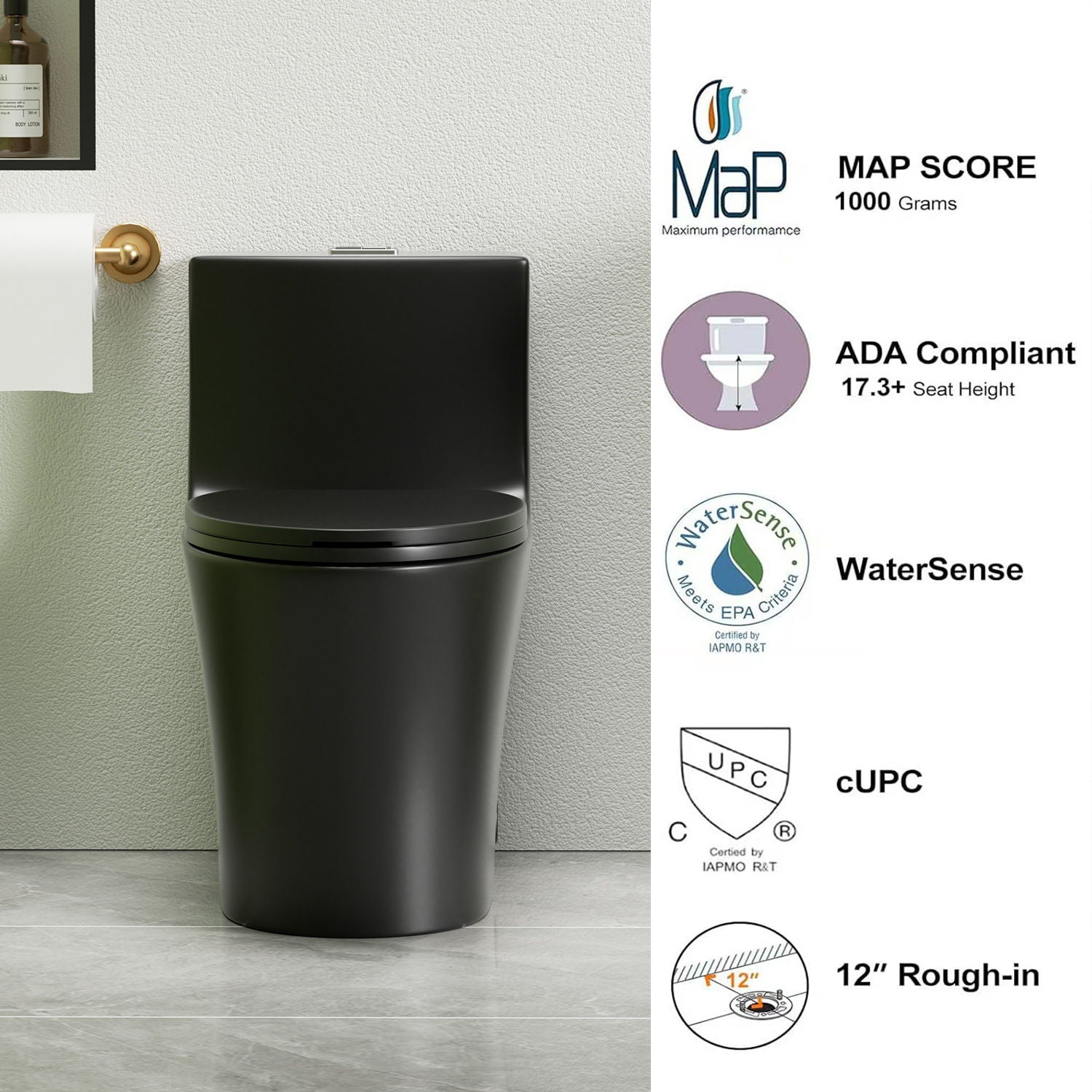 1 Piece Toilet With Dual Flush And Soft Closing Seat by HouseOfZazla