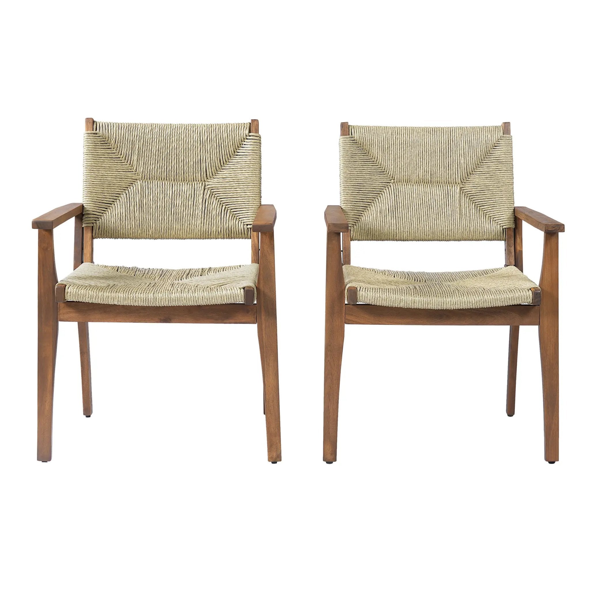 Durable Outdoor Dining Chair with Acacia Wood Frame and Wicker Seat by HouseOfZazla