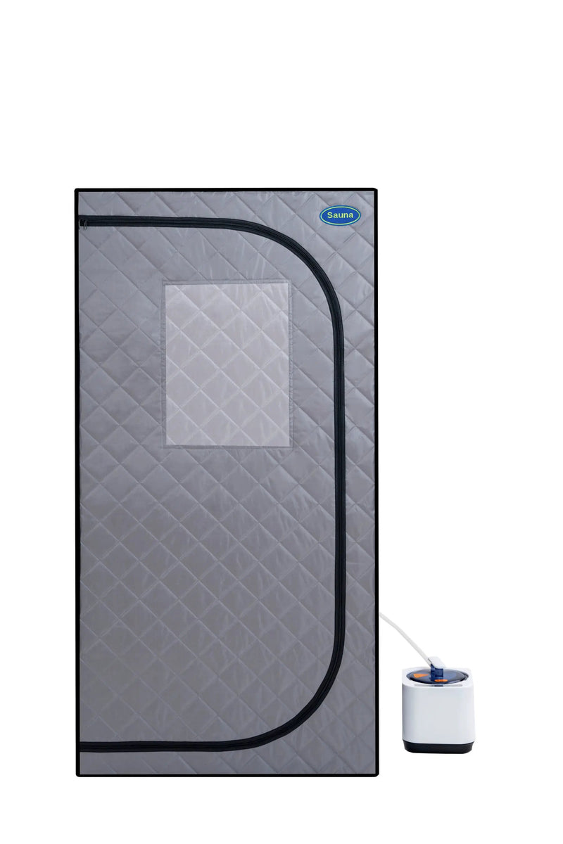 Portable Grey Mini Plus style Steam Sauna tent–Personal Home Spa, with Steam Generator, Remote Control, Foldable Chair, PVC pipes. Easy to Install,fast heating, with FCC & UL Certification by HouseOfZazla