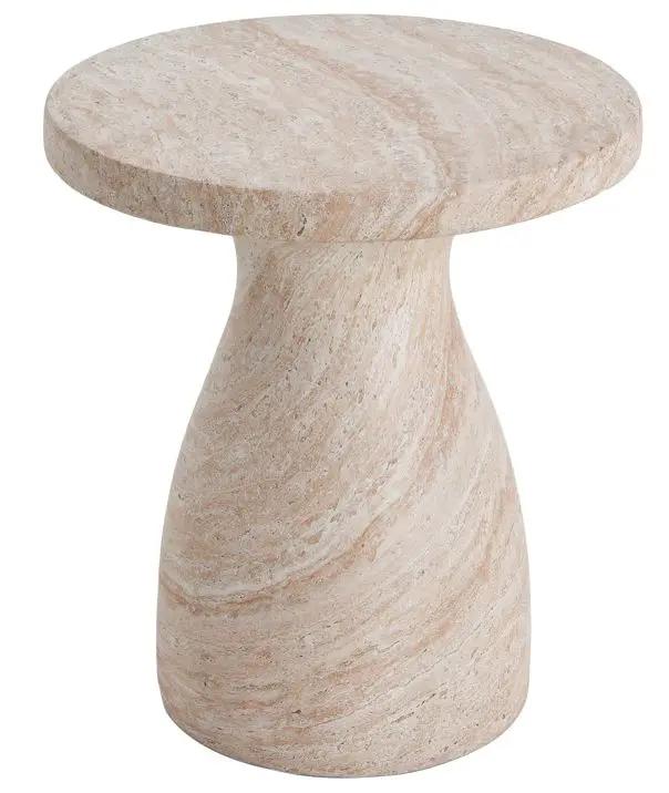 Outdoor / Indoor Travertine Side Table Lightweight by HouseOfZazla